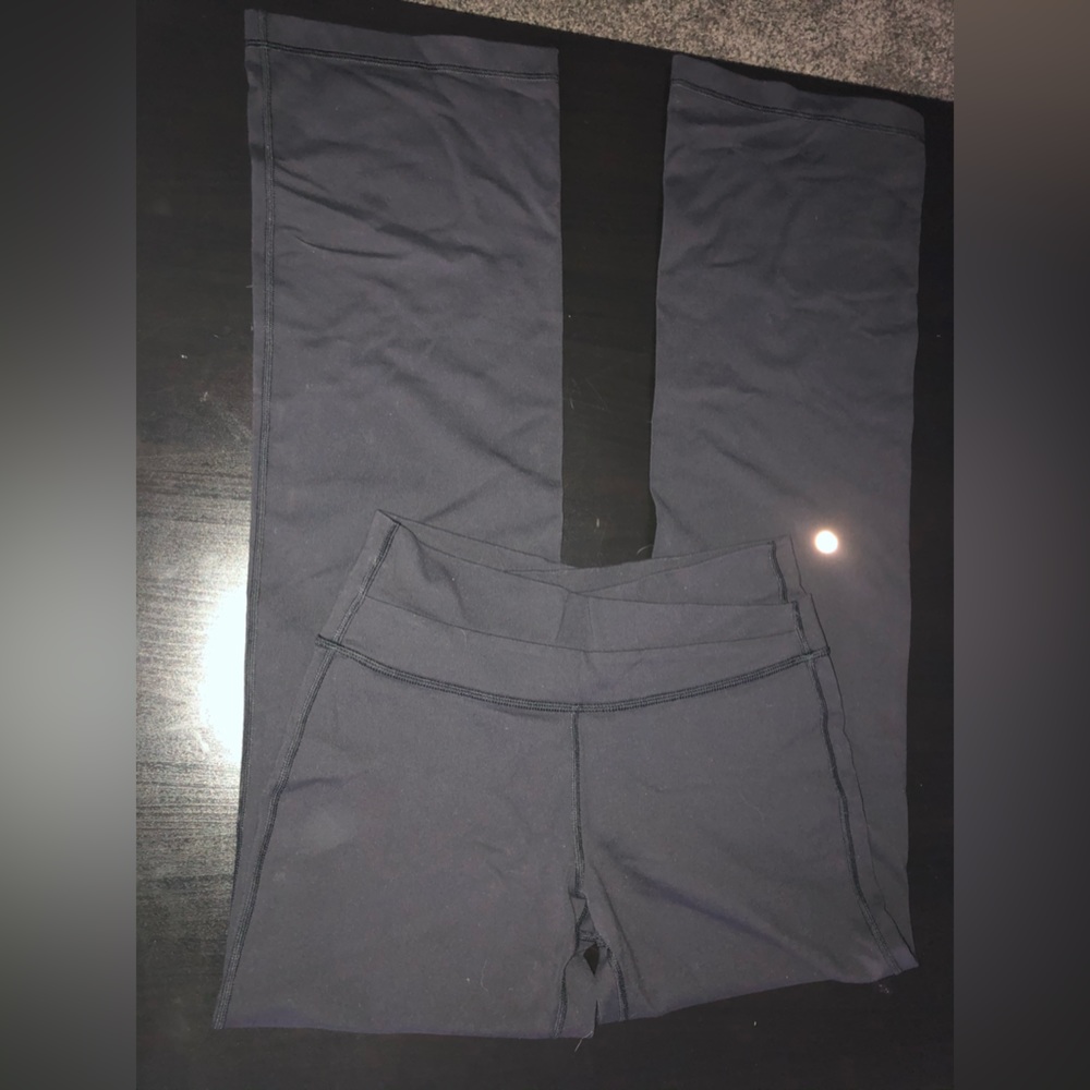 LULULEMON Black Astro (?) Pants - Flare Bottom, Criss Cross Waist - Size 6Reg